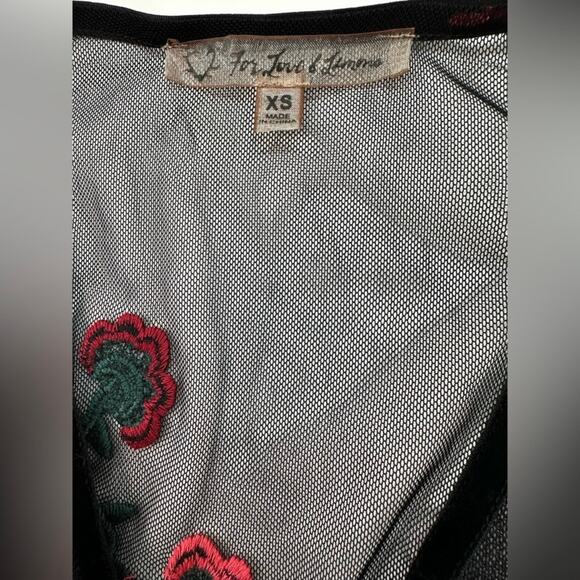 For Love & Lemons Black Mesh Embroidered Floral Maxi Jumpsuit Size XS - Picture 6 of 9